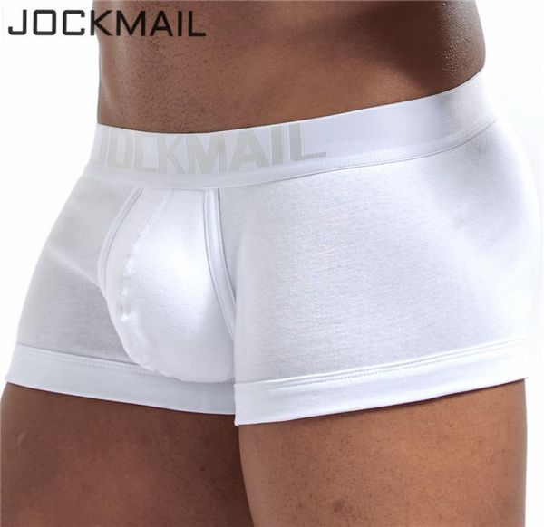 Pantalones de la marca Jockmail Boxers algodón de algodón SEXY CASA DE ASER DESPENTAS BATRAS MAL MAL SHORTS U POUCHA CONVEXA PARA GAY WHITE 2208305349530