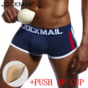 Calzoncillos JOCKMAIL marca ropa interior para hombre boxers Trunks sexy Push up cup bulge realce gay men boxer shorts Ampliar 230420