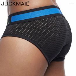 Sous-vêtements Jockmail Marque Mesh Hommes Sous-vêtements Sexy Slips Respirant Mens Slip Cueca Mâle Culotte Gay Shorts