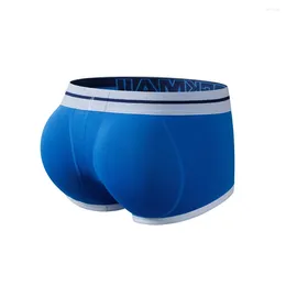 Sous-pants Jockmail Brand Sexy Men Sous -wear Bulge Enhancing Boxer Inclure le pavé de pénis et les fesses hanches doubles amovibles Push Up Cup