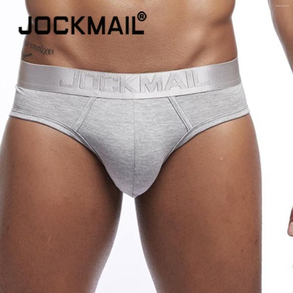 Slip JOCKMAIL marque Sexy hommes sous-vêtements slips Bikini taille basse conçu hommes troncs Gay poche WJ homme coton M-XXL