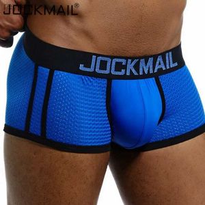 Sous-vêtements JOCKMAIL sous-vêtements de marque Boxer hommes respirant maille hommes boxeurs mâle Sexy Gay pénis pochette culottes troncs pantalon YQ240214