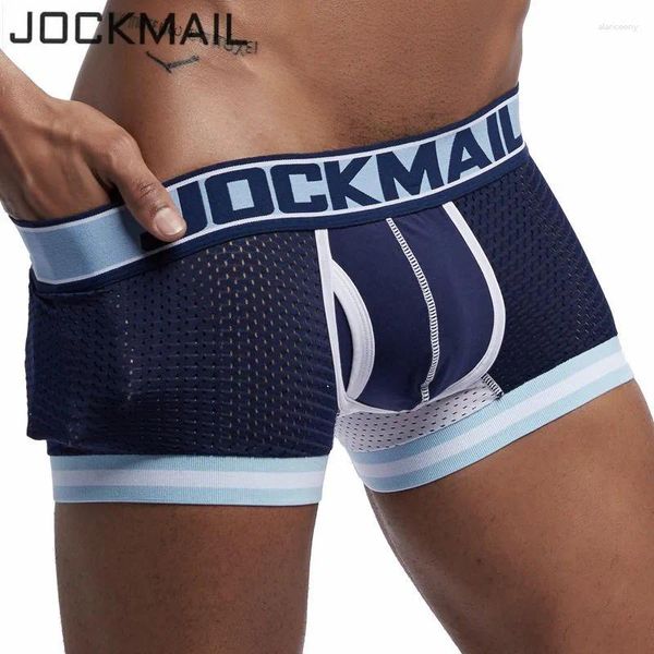 Sous-vêtements Jockmail Brand Sous-vêtements Hommes Boxer Mesh U Poche Sexy Cueca Coton Pantalon Masculina Gay Mâle Culotte