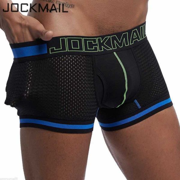 JOCKMAIL marque sous-vêtements hommes boxer maille U pochette Sexy caleçon Cueca Boxer hommes pantalons coton hommes sommeil bas Gay hommes culottes