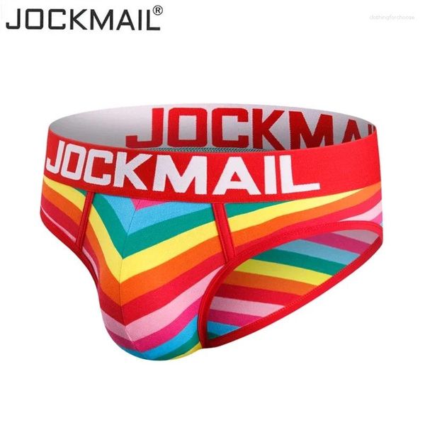 Sous-vêtements Jockmail Slips Hommes Sous-vêtements sexy Coton Rayé Arc-en-ciel Mode Jeune garçon Taille basse Culotte respirante