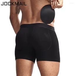 Sous-vêtements Jockmail Bulifter Sous-vêtements rembourrés Boxer Shorts Rembourrage amovible pour l'amélioration arrière Gay Blanc Noir