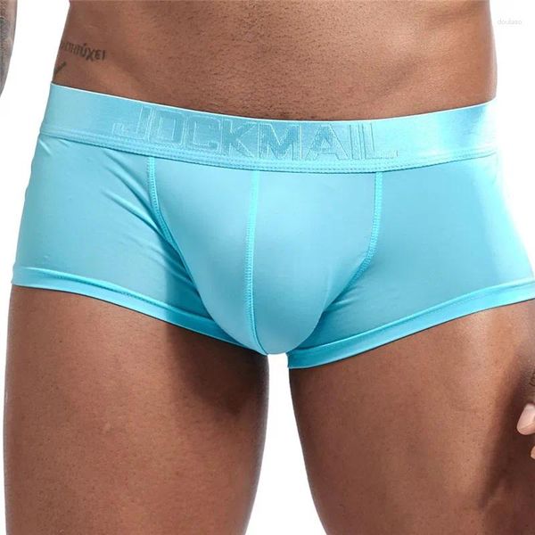 Calzoncillos JOCKMAIL Ropa interior de nylon Hombres Lencería sexy Gay Seda Boxer Penis Bolsa Slip Cueca Masculina Sex Boxershorts Ropa Interior Hombre