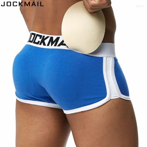 Sous-vêtements Jockmail rembourré sous-vêtements pour hommes Boxers avec sexy gay pénis pochette renflement améliorant avant arrière double amovible push up tasse