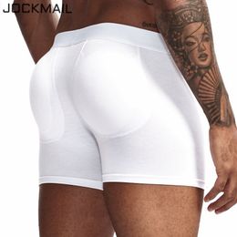 Onderbroek Jockmail Sexy Men's Butt Lifter Gevoted ondergoed Boxer Lange shorts Lift Natuurlijk Lift Butt afneembare vulling voor achterverbetering 230503