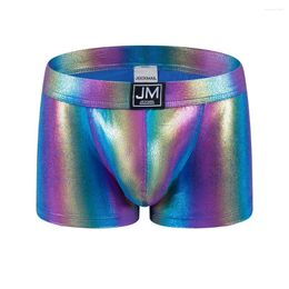 Onderbroek Jockmail Spectrum Hoog reflecterend imitatieleer Boxer Herenondergoed Shorts Zwembroek Stage Man Kleding