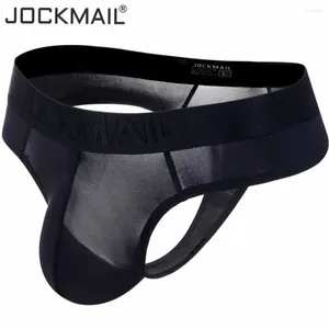 Sous-vêtements Jockmail Ultra-mince Nylon Mens Strings et G Strings Sexy Gay Hommes Sous-vêtements Penis Pouch Culotte Bikini Slip Slip