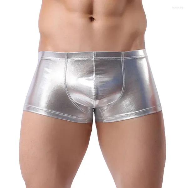 Calzoncillos jodimitty 2024 pu faux cuero hombres más tamaño boxeadores para hombre u bolsa convexa negro nylon sexy pantalones cortos masculino gay ropa interior