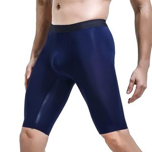 Onderbroek l-5xl sexy ondergoed mannen boksers shorts shorts transparant slipje man ijs zijde ademend zakje lange been cueca groot formaat