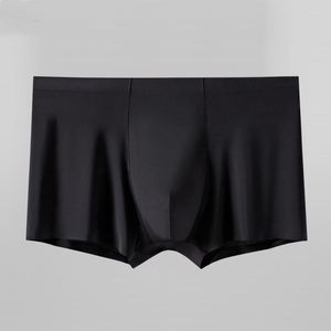 Caleçon L-XXXL sans couture glace soie boxeurs hommes couleur unie mâle Ultra-mince Sexy sous-vêtements été COOL tronc Shorts