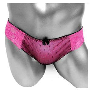 Onderbroeken Kanten Slips Doorzien Slipje Voor Sissy Sexy Lingerie Homo Mannelijke Korte Ondergoed Slanke Laagbouw Bikini