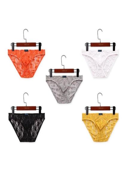 Calzoncillos Calzoncillos de encaje Ropa interior sexy para hombres Erótico Bordado floral Malla Bragas transparentes Sissy Ver a través de la bolsa Calzoncillos gay9855906