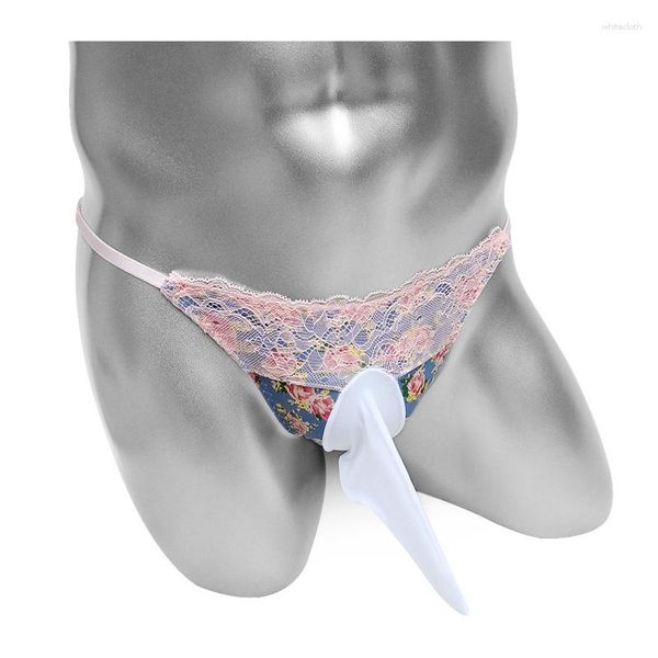 Sous-vêtements dentelle patchwork hommes slips bikini sous-vêtements taille basse haute coupe pénis gaine pochette sissy lingerie culotte sexy érotique