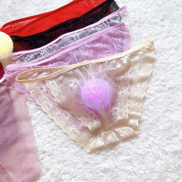 Calzoncillos de encaje Sissy, lencería Sexy para hombre, malla transparente, bolsa para bulto, Bikini, bragas para gais, Tanga íntima sin costuras para sexo