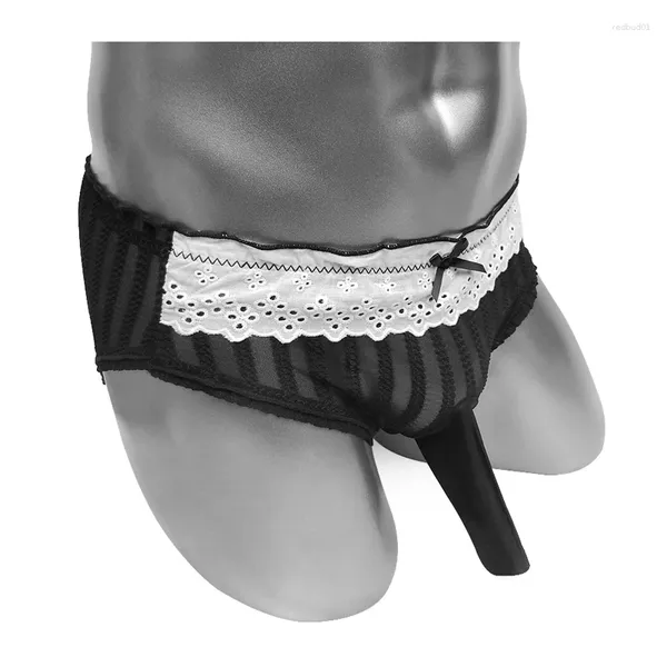 Sous-vêtements en dentelle Sissy, pochette pour pénis, gaine, slip Sexy pour hommes, Lingerie transparente, sous-vêtements mignons et amusants, mode masculine