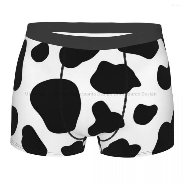 Calzoncillos grandes con estampado de piel de vaca en blanco y negro, bragas para hombre, ropa interior para hombre, pantalones cortos ventilados, calzoncillos tipo bóxer