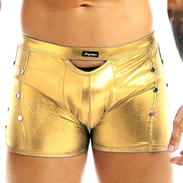 Slip Latex Hommes Brevet Faux Sous-Vêtements En Cuir Culottes De Mode Strings Bikini Gays Vêtements Boxers Masculins Sissy Culotte Discothèque Porter