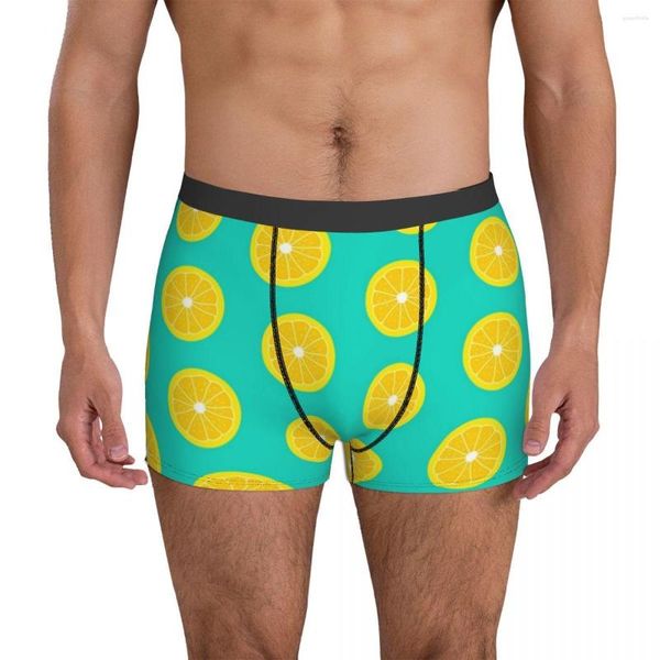 Calzoncillos Lemon Slice Ropa interior Adorable Yellow Lemons Men Bragas Impreso Sexy Boxer Shorts Brief Plus Size