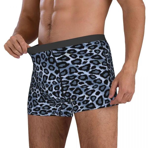 Sous-fonds Leopard Animal Imprimé sous-vêtements bleu et gris Design Boxershorts Trenky Men Brief Brief Brief d'anniversaire