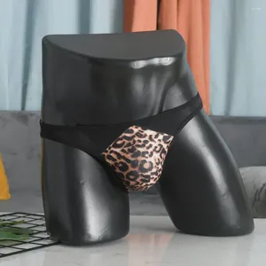 Sous-vêtements imprimé léopard pantalons triangle en maille pour hommes slips sexy taille basse et sous-vêtements en soie de lait respirant gay slips lingerie calzoncillos
