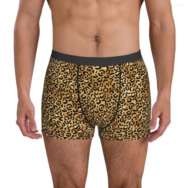 Sous-vêtements imprimé léopard sous-vêtements à la mode noir or 3D pochette tronc impression shorts slips confortable homme grande taille