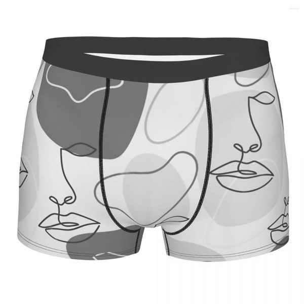 Caleçon Dessin Au Trait Noir Et Blanc Femmes Visage Homme Culotte Sous-Vêtements Masculins Confortable Short Boxer Mémoires