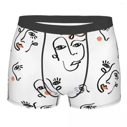 Onderbroek lijntekeningen witte abstracte gezichten Breathbale slipje herenondergoed sexy shorts boxershorts