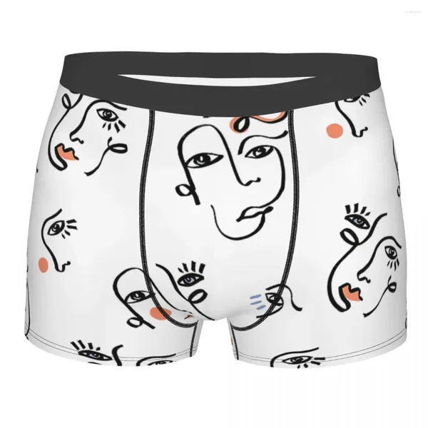 Sous-vêtements Line Art Blanc Visages abstraits Culottes respirantes Sous-vêtements pour hommes Shorts sexy Boxer Briefs