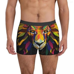 Calzoncillos Ropa interior de león Bolsa de arte de papel geométrico Boxershorts Pantalones cortos con estampado Calzoncillos Elásticos Bragas masculinas de talla grande