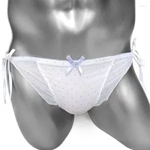 Sous-vêtements Lolita Sissy Slip Culotte Sexy Lingerie À Lacets Glitter Dot Bowknot Slips Pour Hommes Sous-Vêtements Crossdress