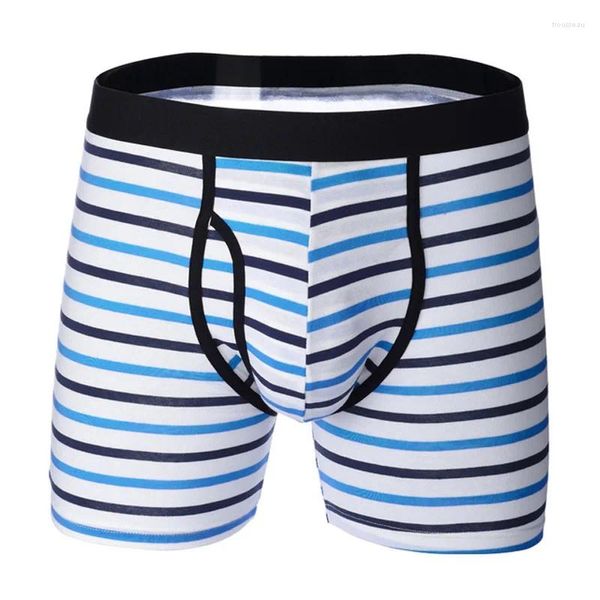 Caleçons longs Boxer Shorts hommes sous-vêtements coton Homme boxeurs respirant rayé Boxershorts Homme Cueca Sexy Homewear