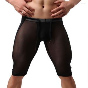 Caleçons longs Boxer Shorts maille transparente Gay culottes sport Fitness respirant Boxershorts hommes sous-vêtements Calzoncillos Sissy troncs