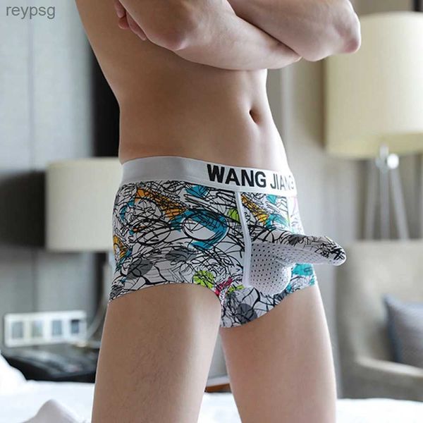 Calzoncillos Calzoncillos largos con nariz de elefante para hombre, calzoncillos tipo bóxer con estampado suave y transpirable, lencería erótica de manga JJ Gay, bragas de gran polla YQ240214