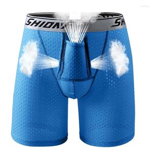 Sous-pants Long Men Boxer Underwear Underware Sexy Hollow Out plus taille de jambe molle Soft Boxers Knickers