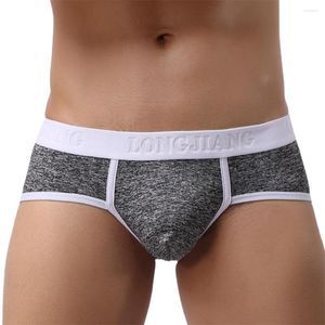 Calzoncillos Longjiang de cintura ancha para hombre, ropa interior ultrasuave, bragas de cintura media convexas en U para uso interior