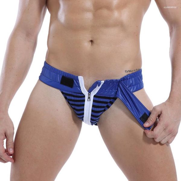 Calzoncillos de tiro bajo para hombre, ropa interior Sexy, suspensorio, cremallera frontal, calzoncillos abiertos para hombre, bragas para hombre, bolsa abultada, lencería para hombre