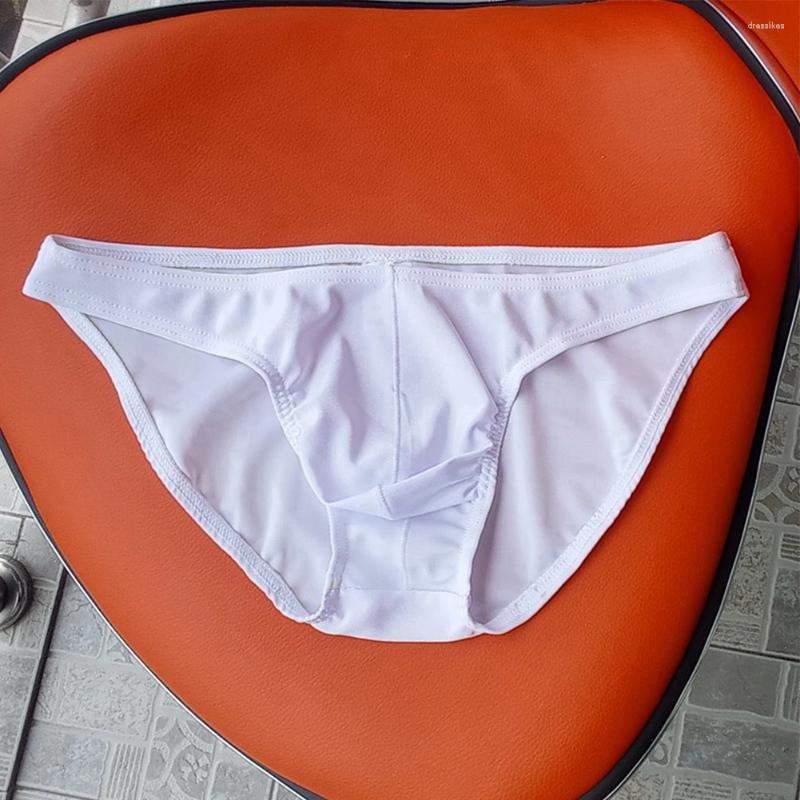 Underpants Low Waist Ice Silk Brief Men Sexy Ultra Thin Solid Color Male Bugle Pouch Underwear Soft Seemless Panties A50