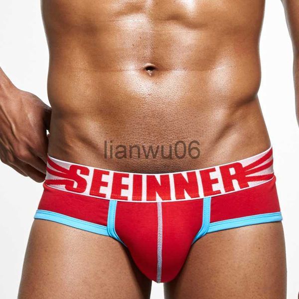 Slip Taille Basse Sexy Hommes Sous-Vêtements Mémoires Cueca Hommes Bikini Briefs Shorts Coton Seeinner Low Rise Slip Ropa Intérieur Hombre J230713