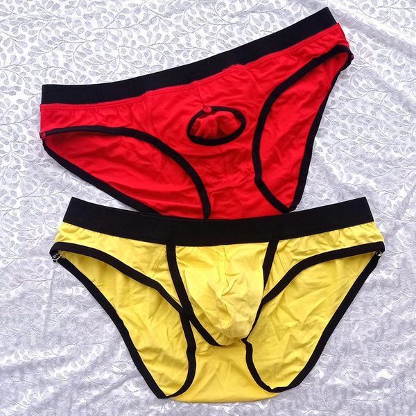 Sous-vêtements taille basse sous-vêtements sexy pour hommes boxeurs extensibles avec trou de pénis pur coton slips séparés culottes serrées sexe lingerie shorts