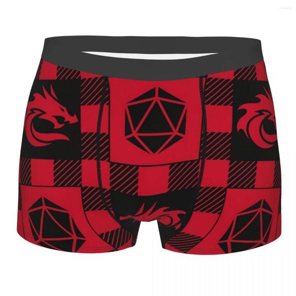 Calzoncillos LUMBERJACK RED PLAID DICE Calzoncillos tipo bóxer para hombre Juego DnD Ropa interior altamente transpirable Pantalones cortos con estampado de alta calidad Regalos de cumpleaños