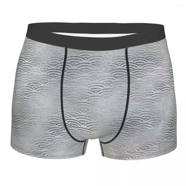 Sous-vêtements de luxe géométrique argent sur perle culotte respirante sous-vêtements masculins imprimés shorts boxer slips
