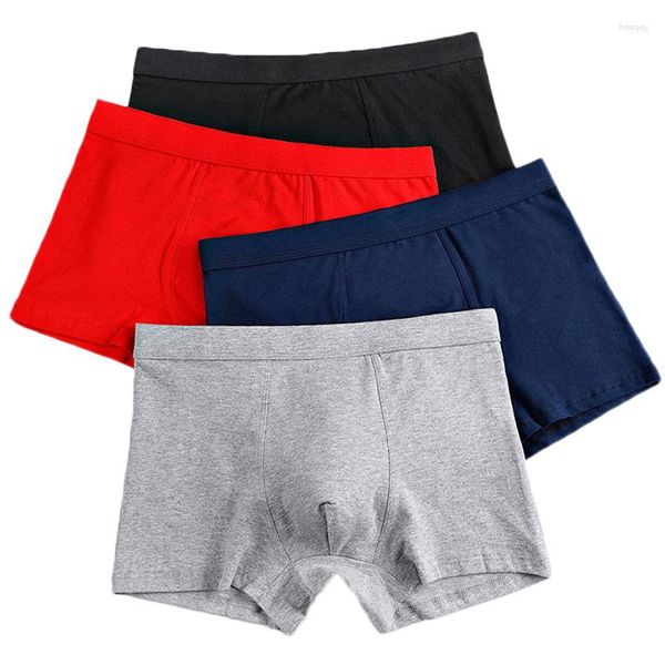 Calzoncillos de lujo para hombre, bóxer de cintura ancha, ropa interior de algodón natural para hombre, pantalones cortos Cueca de talla grande para hombre, color sólido