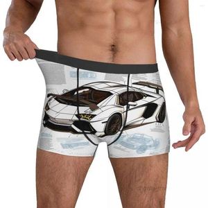 Sous-vêtements de luxe Sports Car Sous-vêtements Dessins Sketch Style Hommes Shorts Slips Boxer doux Trenky Douanes Oversize