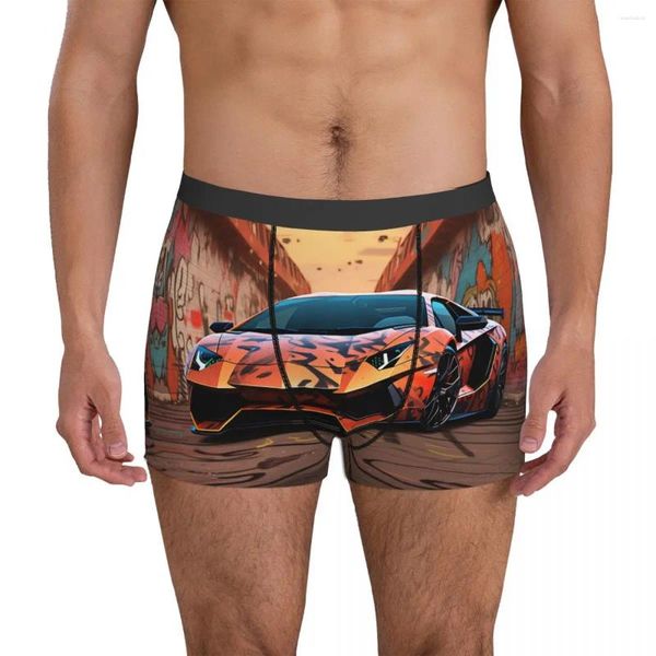 Sous-vêtements de luxe sous-vêtements de voiture de sport divers styles mur graffiti élastique imprimé boxer slip 3D pochette hommes plus taille tronc