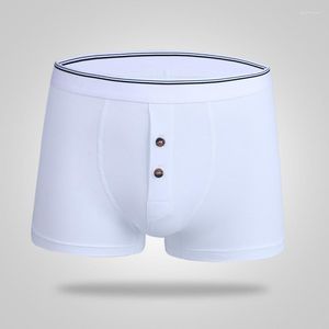 Onderbroek M-XXXLCOTTON Spandex ondergoed Men Boxers Solid kleur voorkant open knop Korte heren Home Sexy Gay Boxer