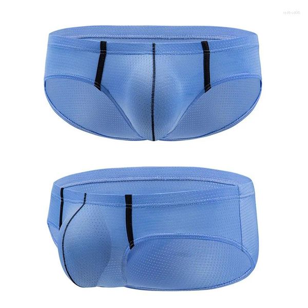 Calzuelas machos 3d u puchero convexo hielo seda seda sexy bulga bulliciosos costuras malla transpirable cintura baja suave ropa interior elástica lencería elástica